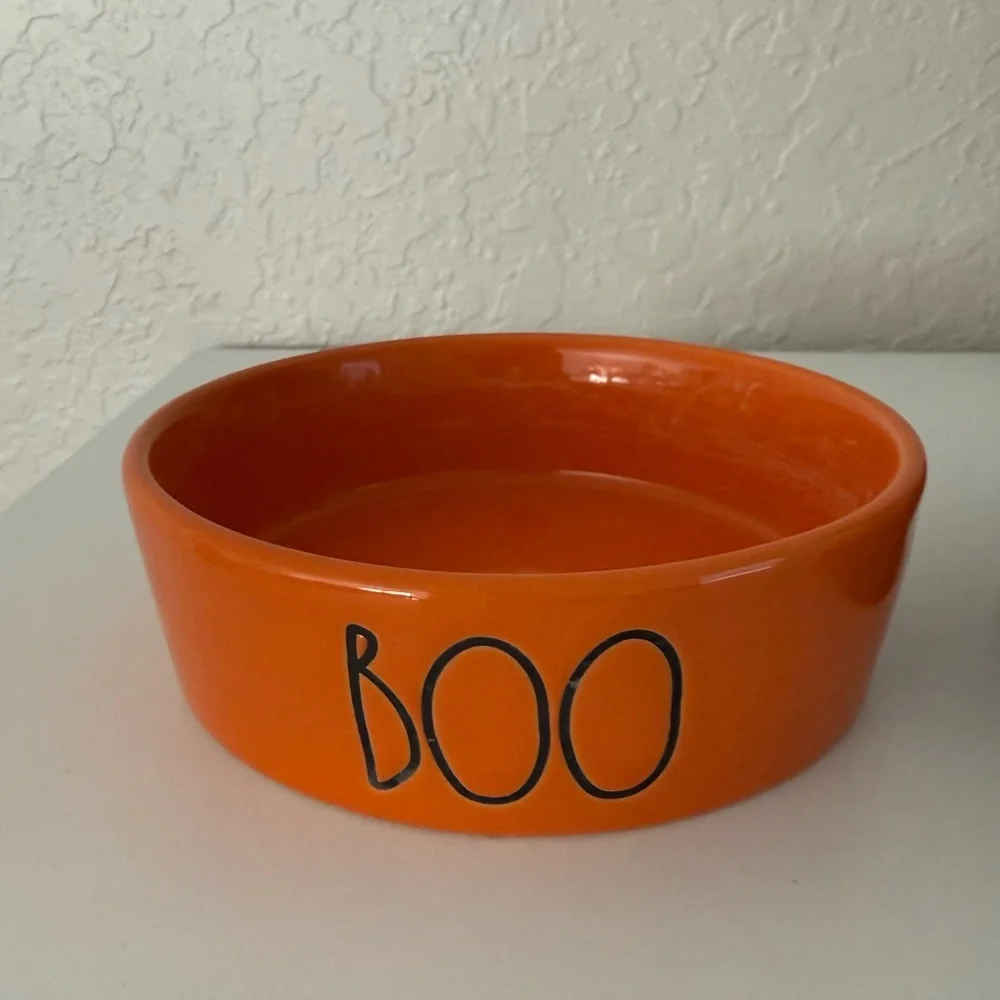 Rae Dunn Halloween Pet Bowls - Orange and Black